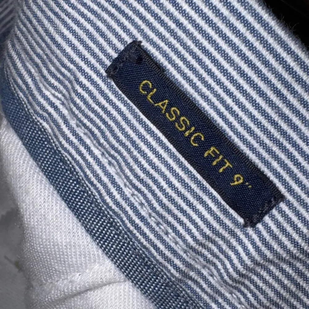 Polo Ralph Lauren All Over Pony Shorts 32 Blue Stripe Pony Logo 100% Cotton
